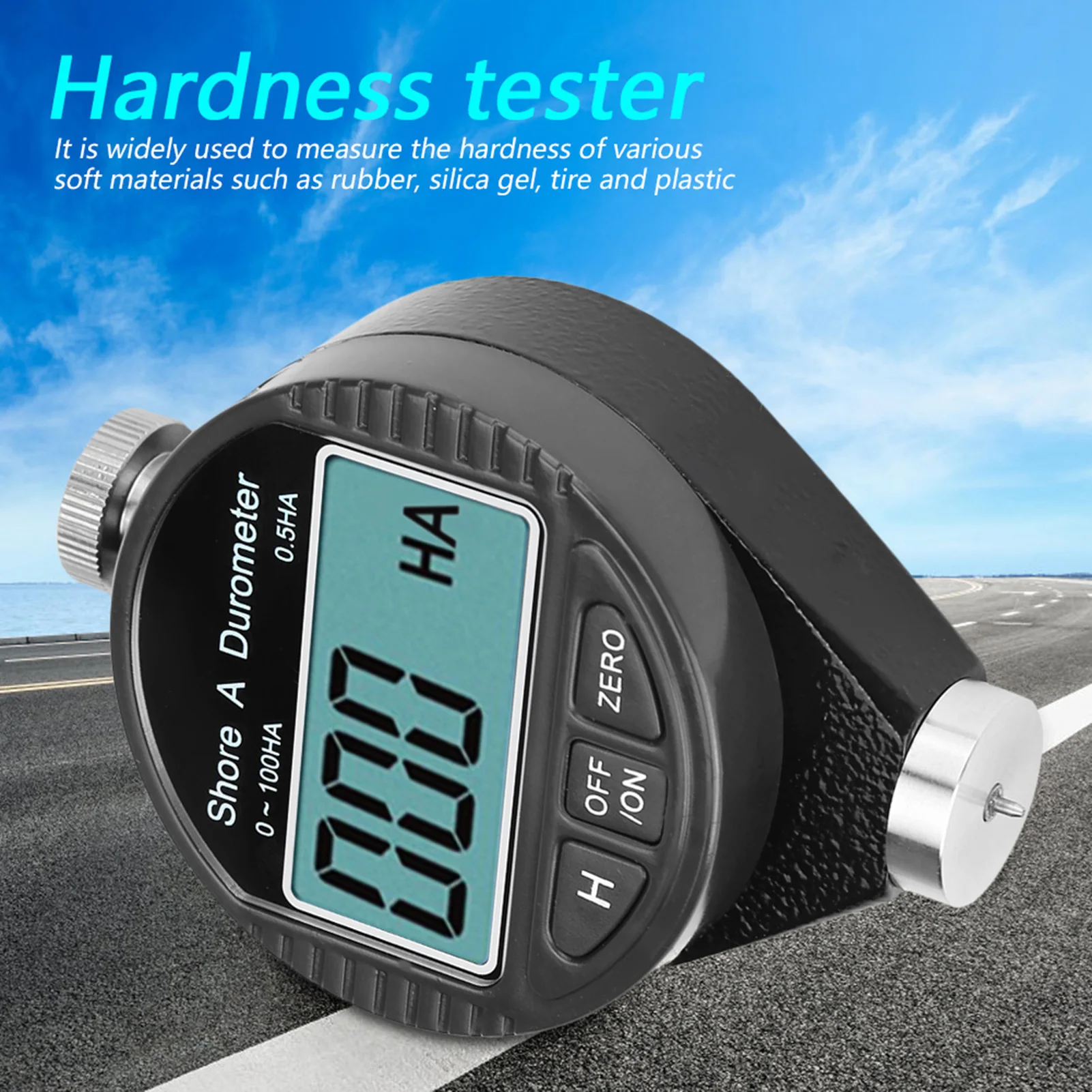 

0-100HD Shore A Hardness Tester Meter LCD Display Digital Durometer Hardness Meter for Rubber, Tire Plastic Flooring