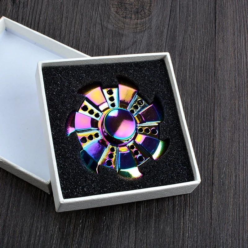 

Pattern Colorful Hand Tri-Spinner Fidgets Toys Alloy EDC Sensory Fidget Spinners For Autism And Kids/Adult toy Free shipping