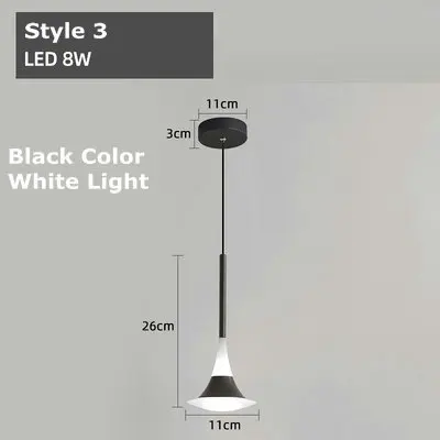 White Light Скандинавская подвеска у кровати светильник акриловый металлический белый черный минималистичный длинный кабель светодиодный подвесной светильник - Цвет корпуса: White Light