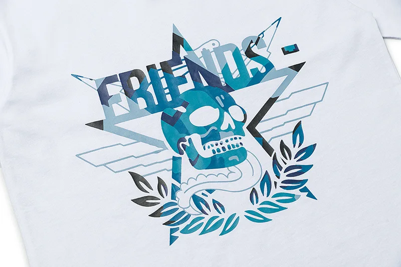 

men t VLONE shirt 100% cotton streetwear Women's T-shirt USA summer Short sleeve brand hip hop tshirt Camouflage Five Star Skull