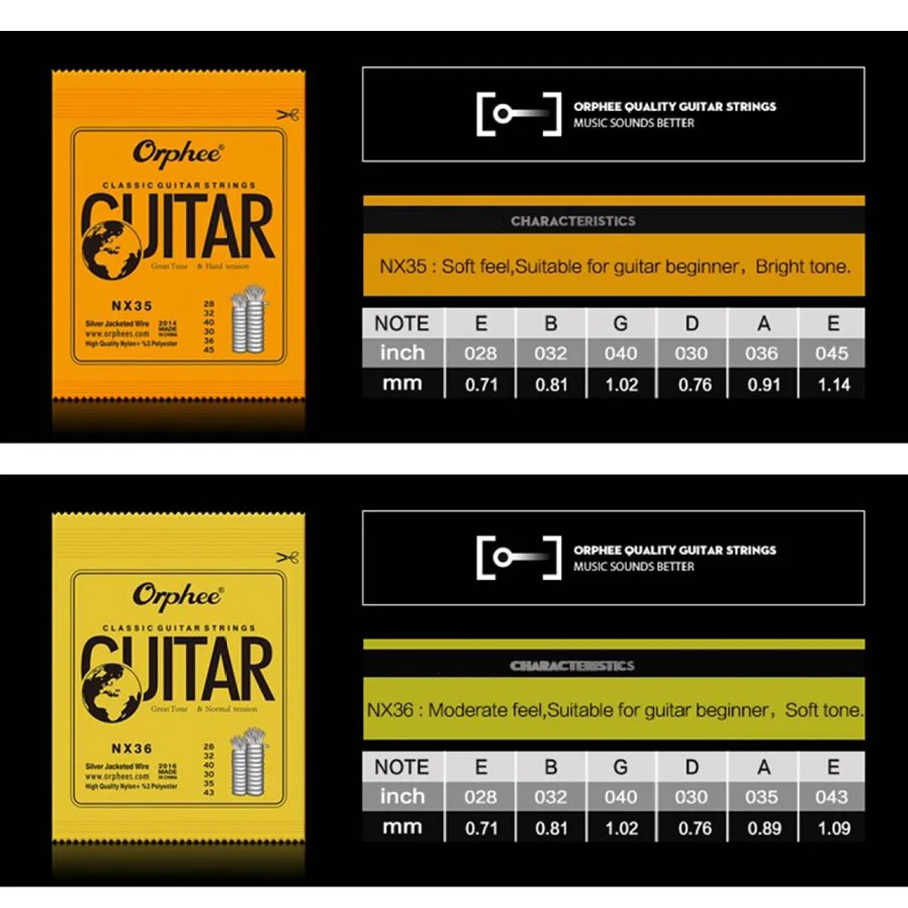 

Orphee 1 Bag Guitar Strings Nylon NX Series Classical Acoustic Guitar String Silver Plated Wire Normal Tension Guitar Tools Part