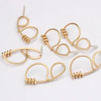 zinc alloy golden geometric winding base earrings connectors linkers 6pcslot for diy fashion earrings jewelry accessories