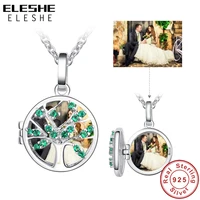 eleshe 925 sterling silver tree of life pendant necklaces with crystal cz custom photo chain necklace for women fashion jewelry