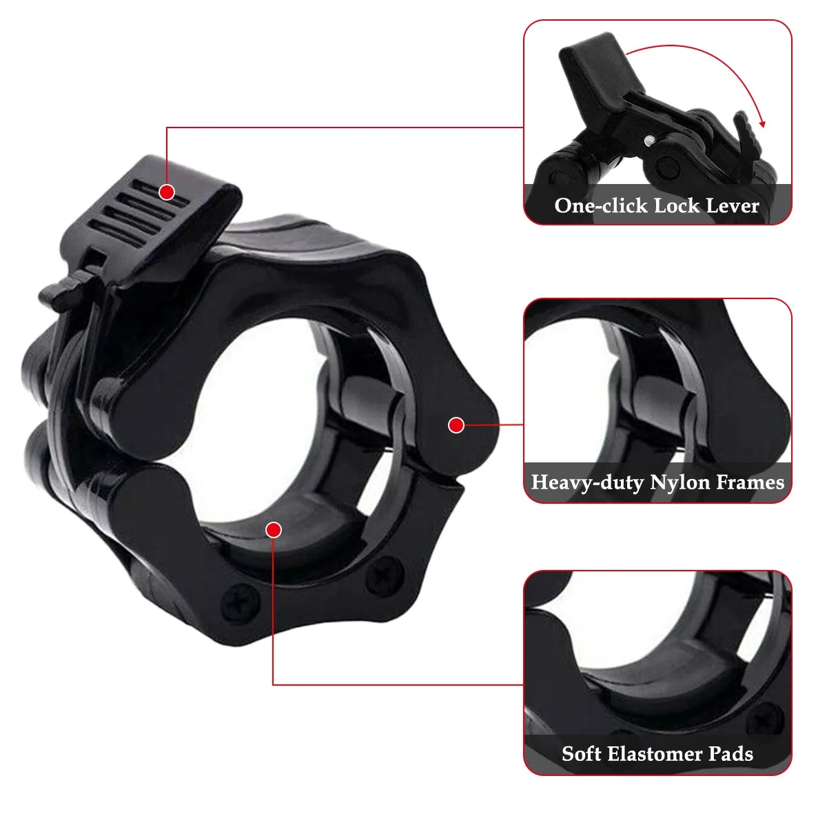 

1 Pair 5cm Barbell Collar Lock Clips Dumbbell Buckle Olympic 2" Weight Lifting Bar Clamp for Gym Fitness Exercise Body Building