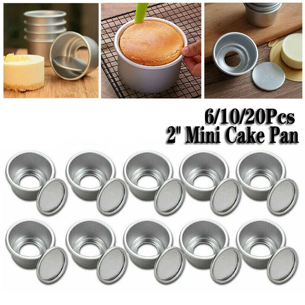 

10x DIY 2'' Round Mini Cake Pan Removable Bottom Puddings Mold Aluminum Alloy Baking Mold Pan Bakeware Tool DIY Baking Tools