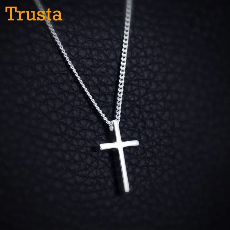 Trusta, новинка, женская мода, 925 пробы, серебряные украшения, подвеска-крест, короткое ожерелье 40 см, милый подарок для девушек, леди, DS219