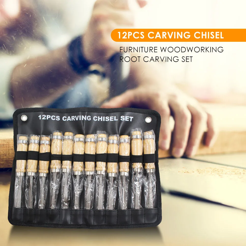 

Professional 12Pcs/set Manual Wood Carving Hand Chisel Tool Set Carpenters Woodworking Carving Sharp Chisel DIY Hand Tools
