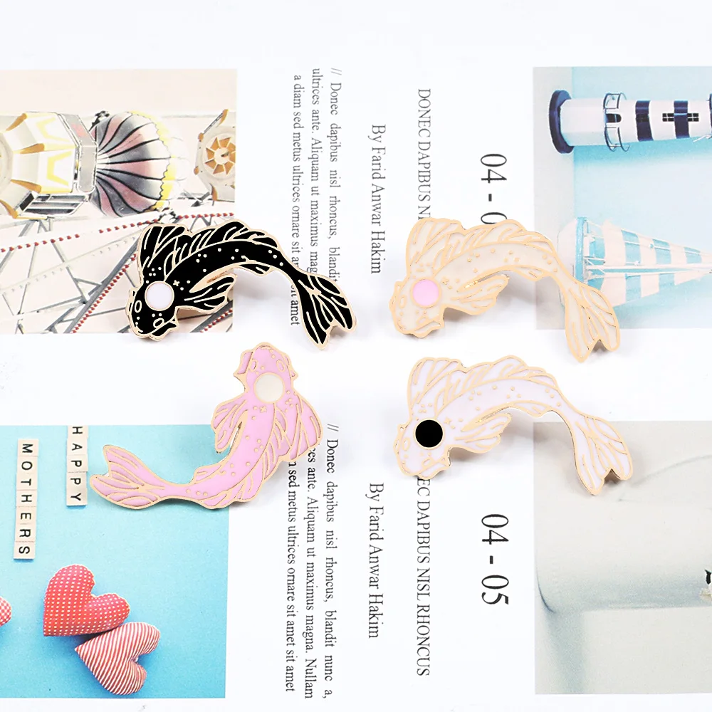 Брошь Koi в 4 стилях эмалированная брошь виде золотой рыбки джинсовая булавка для