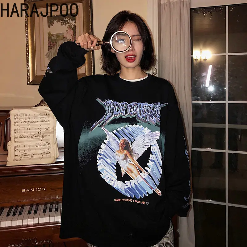 Свитшот в стиле харадзпоо для пар весна-осень 2021 Модные свободные повседневные