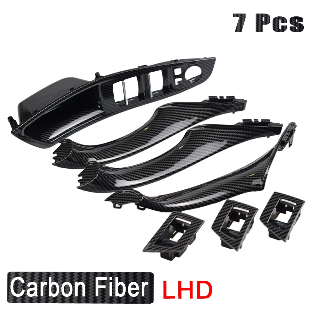 Carbon Fiber RHD LHD Car Interior Door Handle Fit For BMW 5 series F10 F11 520d 525d 530d 535i Inner Panel Pull Trim Cover | Автомобили и