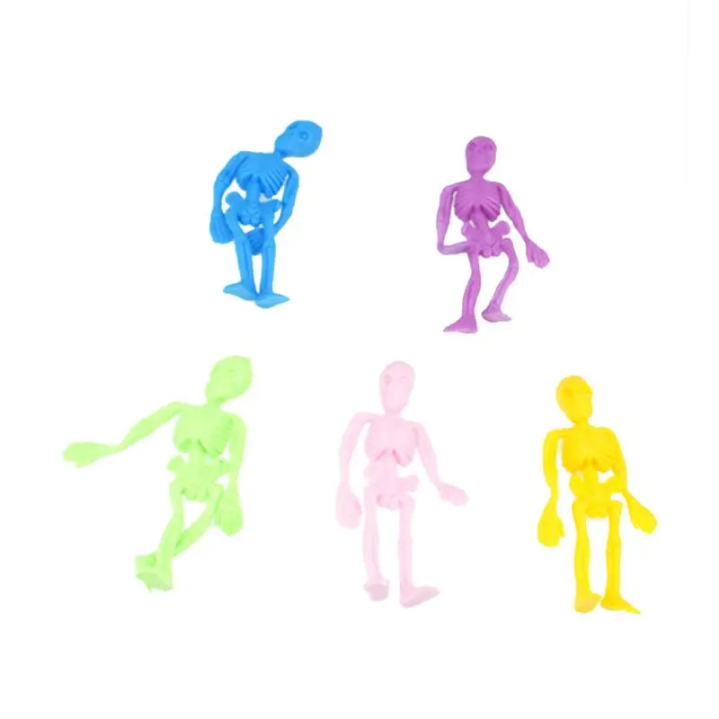 

5 Pcs/Set Skull Doll TPR Skeleton Zombie Toys Elastic Soft Non Toxic Kids Children Toy Stress Relief Anti Stress Model C5AF