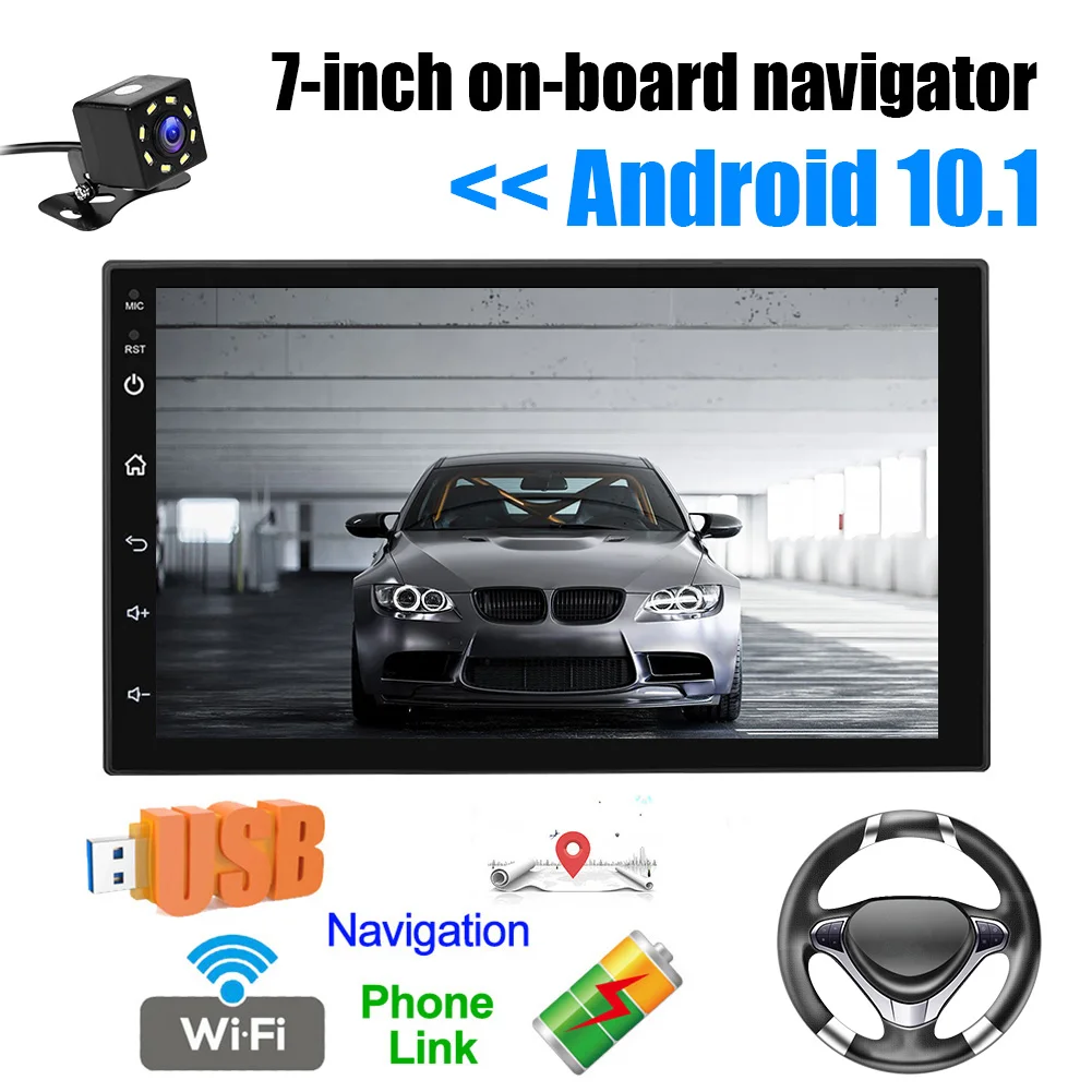 

Автомобильный мультимедийный плеер на Android 10,1 с 7-дюймовым HD-экраном, FM-радио, GPS-навигацией, MP5-плеер с поддержкой нескольких языков