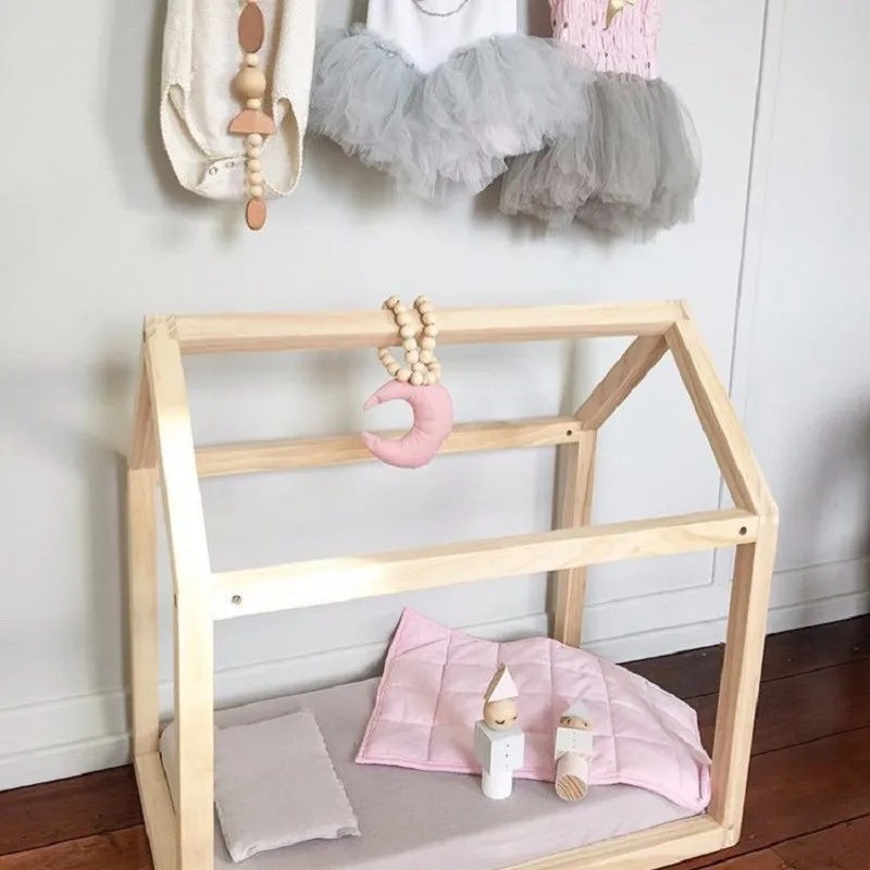 INS в скандинавском стиле деревянные бусины орнамент форме Луны украшение для