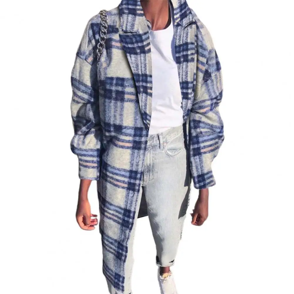 

2021 Autumn Winter Lapel Side Women Coat Pockets Windbreaker Solid Color Long Woolen Elegant Coat New Fashion Female Clothing