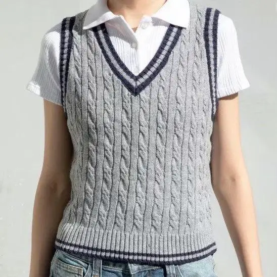 

Винтажные осенние укороченные свитера для женщин, вязаный свитер в полоску, жилет, Женский Повседневный жилет, верх, свитер в стиле ретппи