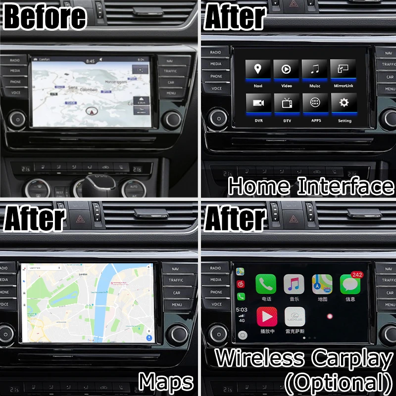 Интерфейсная коробка Lsailt Android / carplay для Skoda Superb Octivia MQB MIB MIB2 system 6 5 8 9 2 &quot
