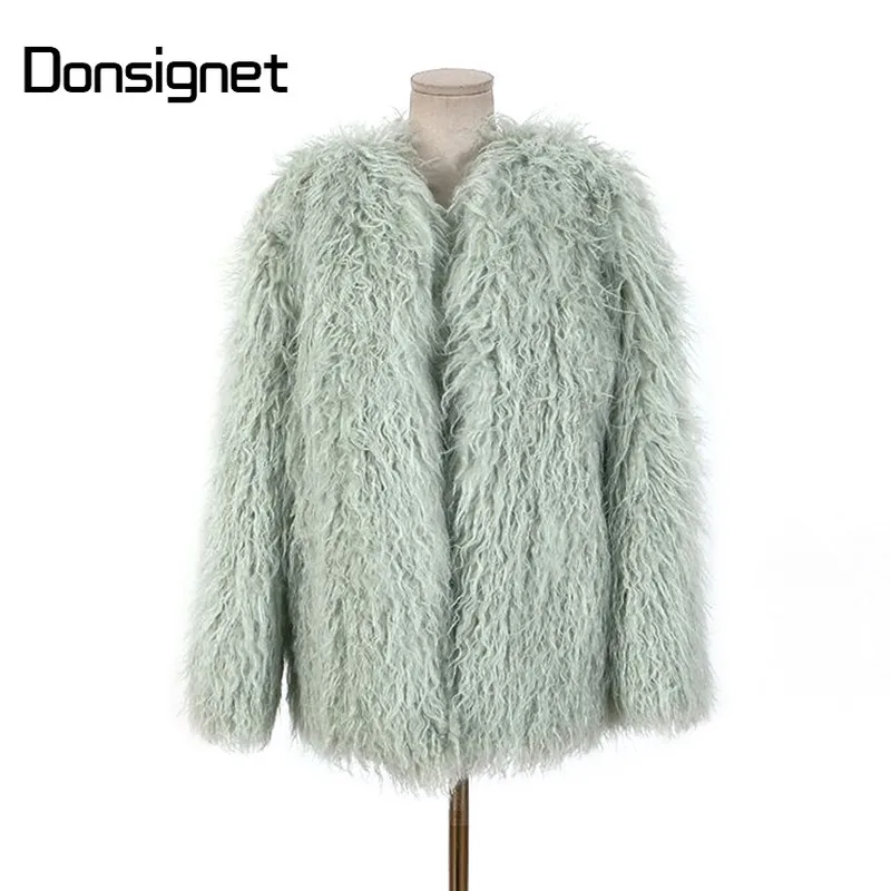 

Зимнее пальто, новинка, Женское пальто из искусственной шерсти, средней длины из искусственного меха, меховое Женское пальто, шерстяное пал...