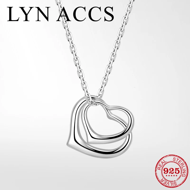 Женское ожерелье и кулон из стерлингового серебра 925 пробы с сердечками цепочкой