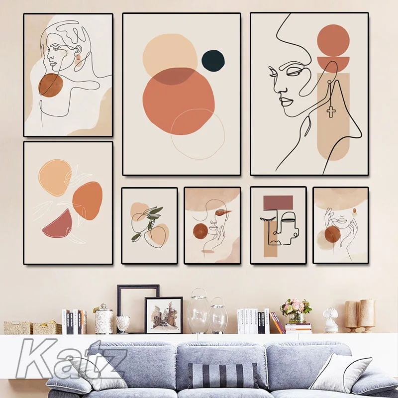 

Abstract Posters Line Woman Face Canvas Painting Geometry Art Print Boho Wall Art Poster Nordic Wall For Home Decor