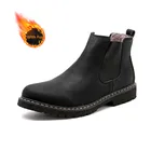 Мужские кожаные ботинки челси в британском ретро стиле, Классические уличные удобные теплые ботинки большого размера с мехом для зимы