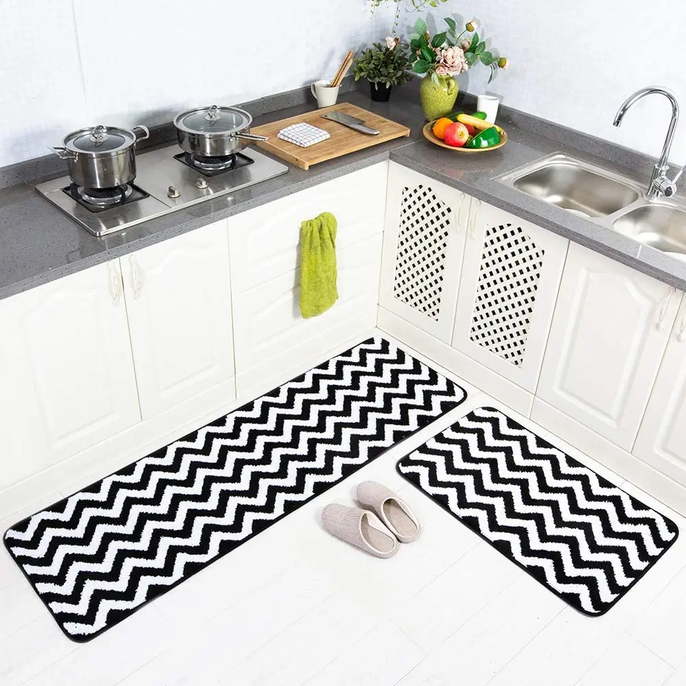 Длинные кухонные коврики Carvapet нескользящий коврик из микрофибры с шевроном
