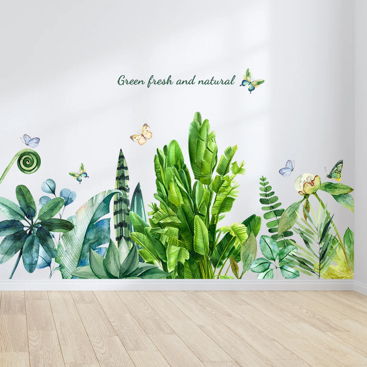 

Fresh green plant wall stickers large leaf bedroom bedside porch sofa background decorative wall stickers