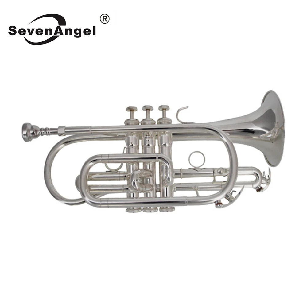 SevenAngel Cornet Bb Flat trumpet Professional Silver plated Trompeta with mouthpiece and Carry Case Musical Instrument |