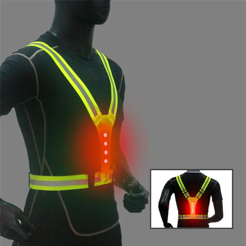 

LED Reflective Vest Cycling High Visibility Outdoor Running Safety Adjustable Elastic Strap Glow Warning Suit