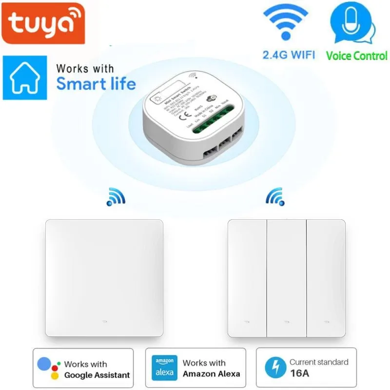 

3 Gang No Battery WiFi RF433 Switches Tuya Self Powered Kinetic Remote Control Wireless Switch Alexa Google Home Voice Control