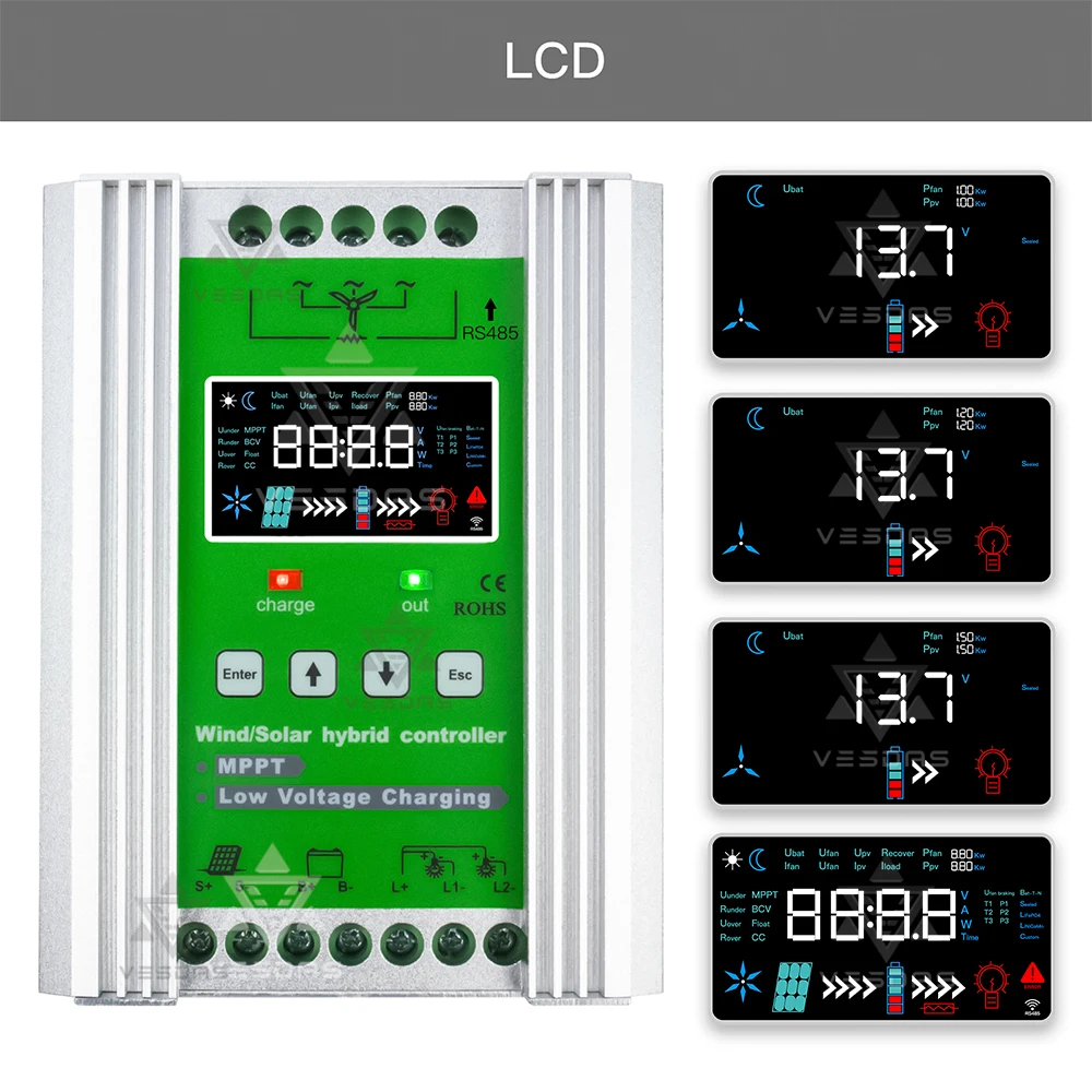 Гибридный ветрогенератор Солнечного Заряда MPPT 3000 Вт усилитель-регулятор 12 В 24 48 с