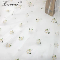 1meter 142cm flower embroidered soft tulle flower mesh fabric girls clothes women dress diy weddingdress skirt material