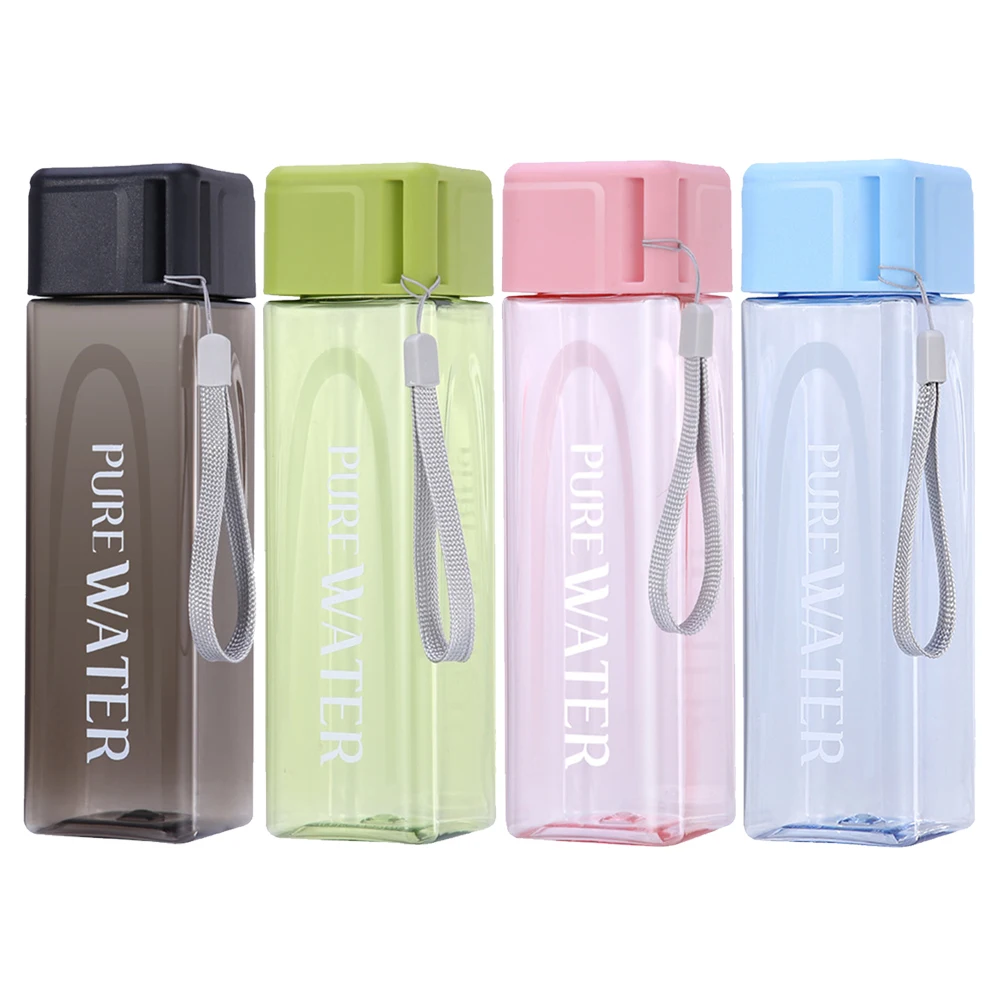 

480ml Portable Square Water Cup Handy Anti-fall Plastic Cup Sports Bottle Recreation Drink Juice Water Bottle Square Cup