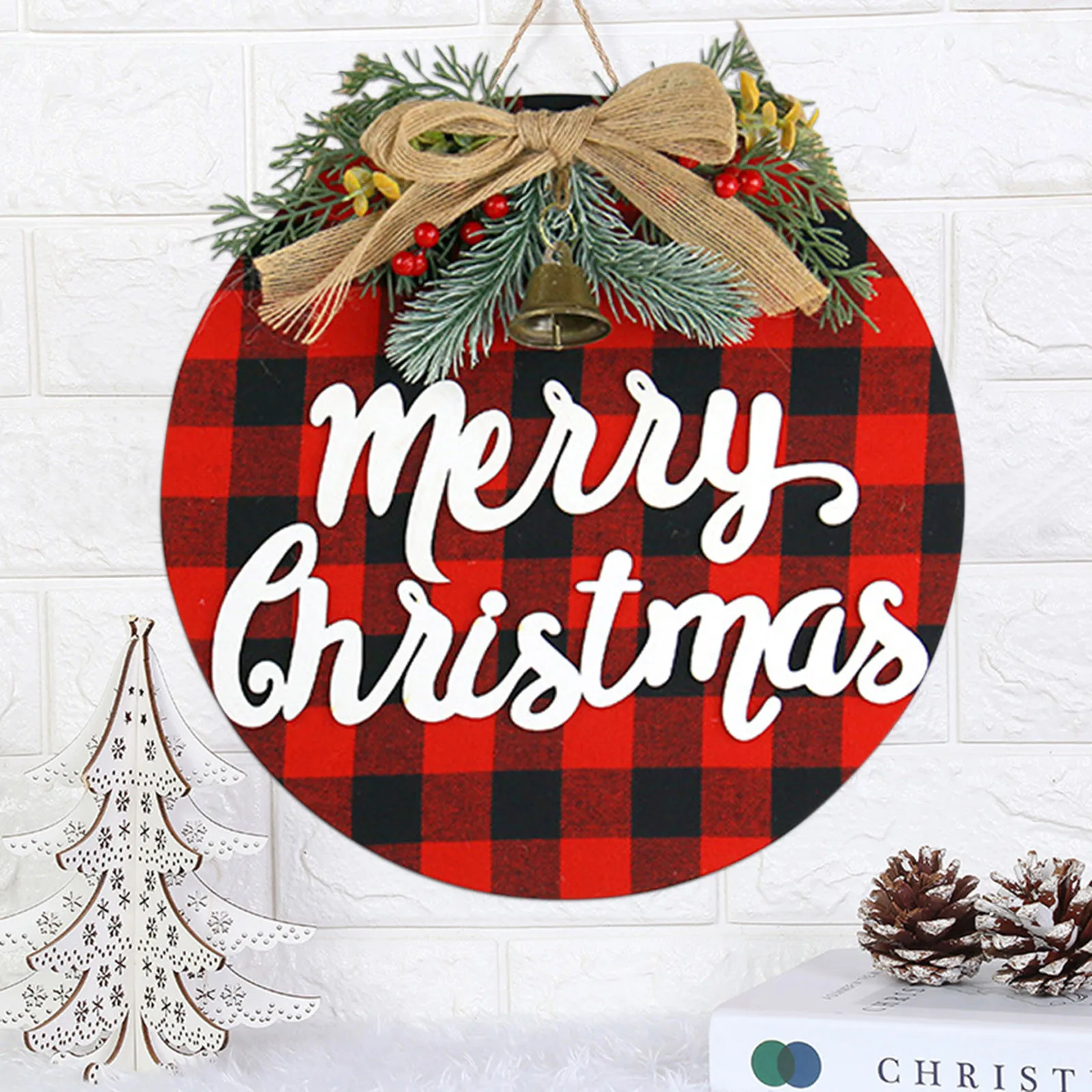 

Elegant Christmas Wooden Door Hanging Fashion Hanging Garland Door Decor Diy Pendant Navidad Xmas Decorations In Stock#3