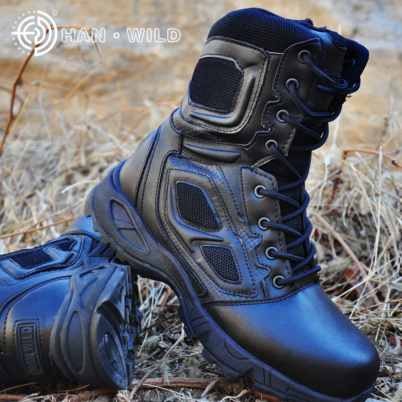 Man Trekking Outdoor Shoes Tactical mountain Military Black Waterproof Leather Boot Men Camping Climbing Hiking Hunting Boots