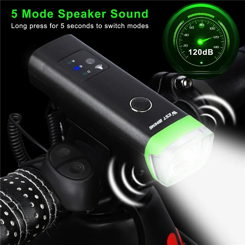 Фсветильник передний велосипедный с датчиком освещения зарядка через USB