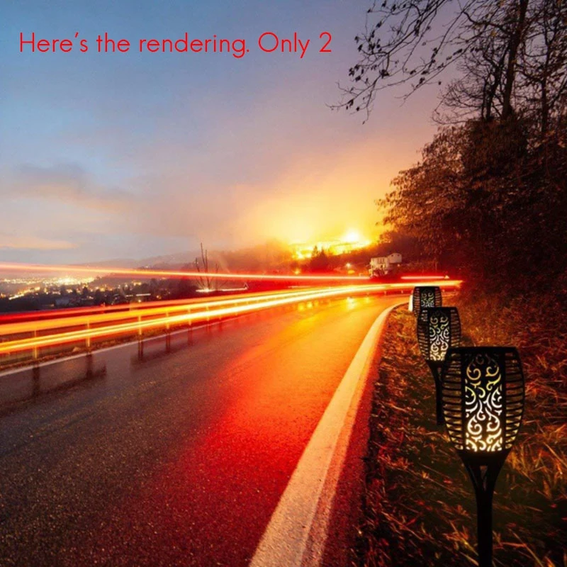

2Pcs Solar Torch Lights, 96 LED Flickering Flames Torches Lights Outdoor,Landscape Decoration for Garden Yard Path Patio