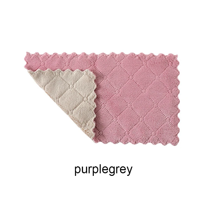 purplegrey Супер впитывающее кухонное тряпка двухсторонняя двух-Цвет кухонные моющие средства масла с антипригарным покрытием посуда вытирая инструменты - Цвет: purplegrey