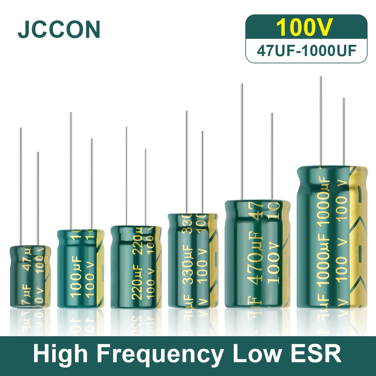 Алюминиевый электролитический конденсатор JCCON, высокочастотный конденсатор с низким ESR 100 в 47 мкФ 100 мкФ 100 мкФ 220 мкФ 330 мкФ 470 мкФ, 20-1000 шт.