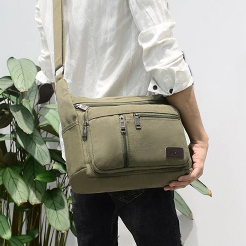 

HOT Men Canvas Crossbody Bags Single Shoulder Bags Travel Casual Handbags Messenger Bags Solid Zipper Schoolbags for Teenagers