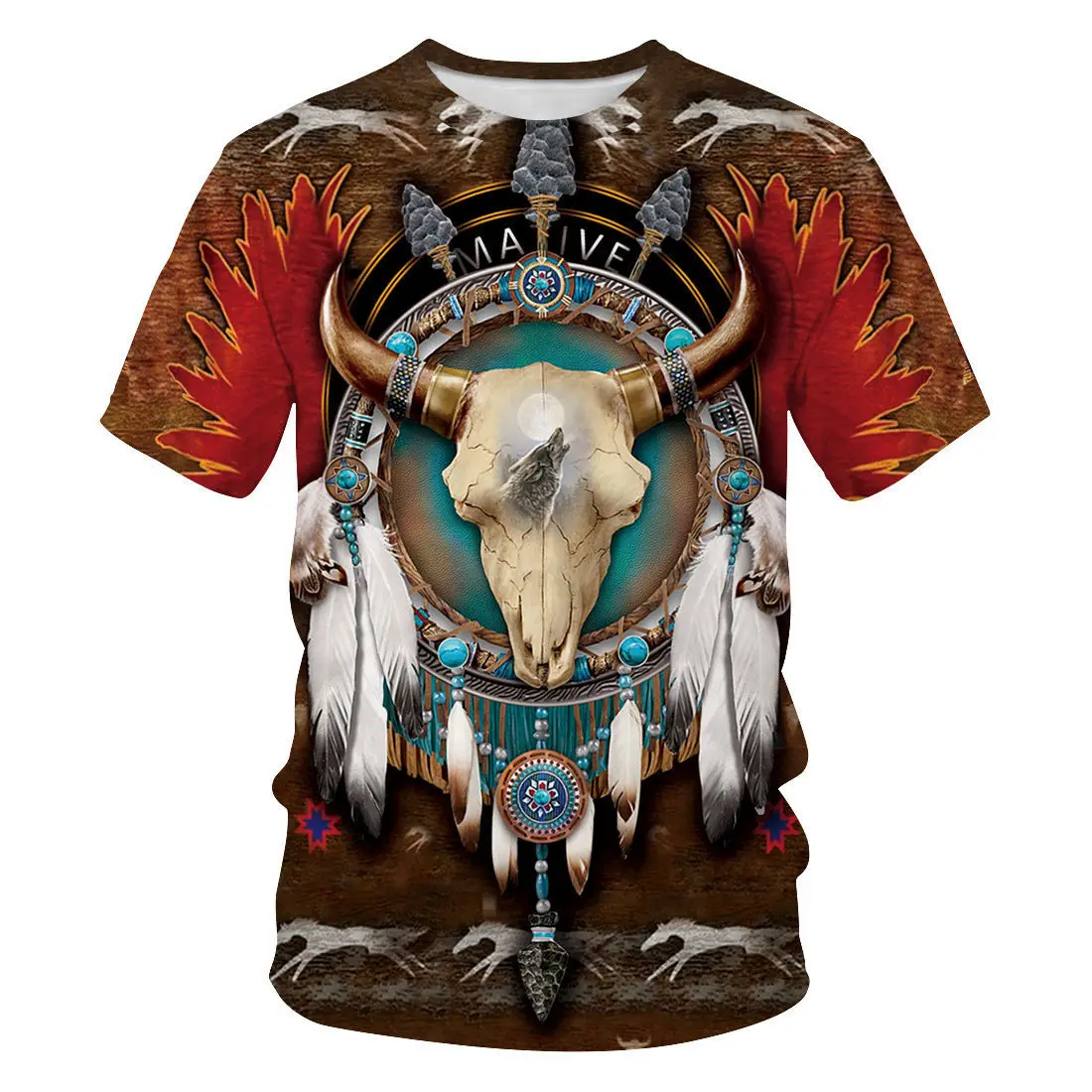

Summer men's 3D printing short-sleeved T-shit male Indians series pattern tshirt casual personality oversize T shirt tee tops