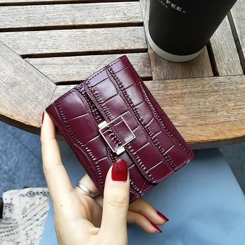 Wine Red Держатель для карт, натуральная кожа, Женский кошелек, Аллигатор, 9 слотов для карт, портмоне, бизнес, для кредитных карт, ID, банковских карт, сумки - Цвет: Wine Red