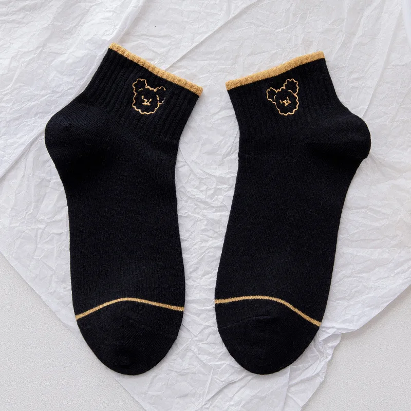 

SP&CITY Japanese Thin Socks Women's Cartoon Embroidery Ankle Socks Woman Solid Color Cotton Comfortable For Girl Accessories