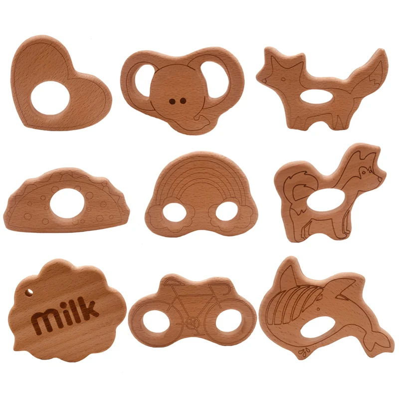 Деревянный Прорезыватель для новорожденных деревянный кулон для пустышки цепочка прорезыватель Игрушка милая форма животных пищевой материал детские трофеи игрушка подарок