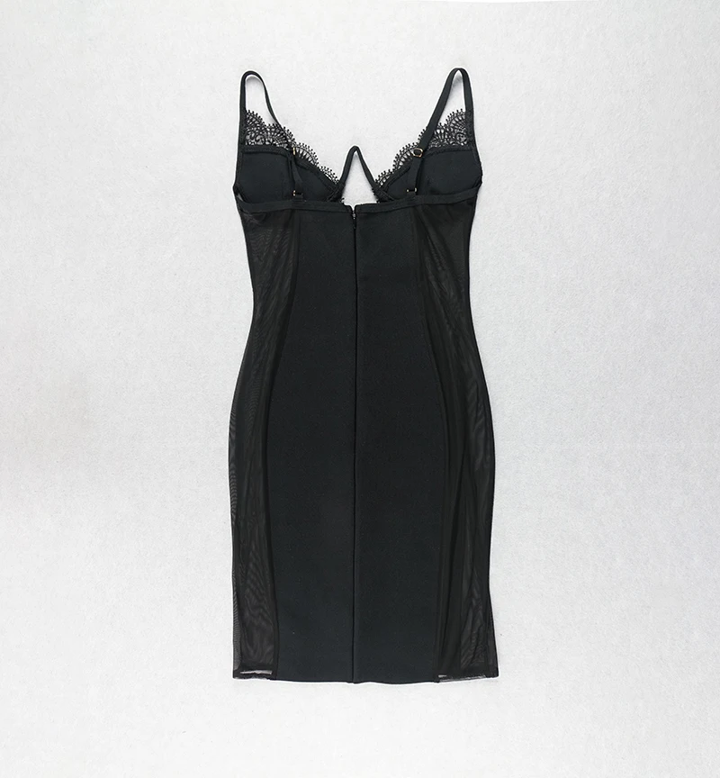 Кружевное Бандажное платье сексуальное с v-образным вырезом на тонких бретельках