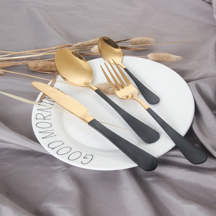 

24pcs Cutlery Tableware Service Gold Spoon Forks Knives 304 Stainless Steel Silverware Set Bright Mirror Cutlery Knives Sets