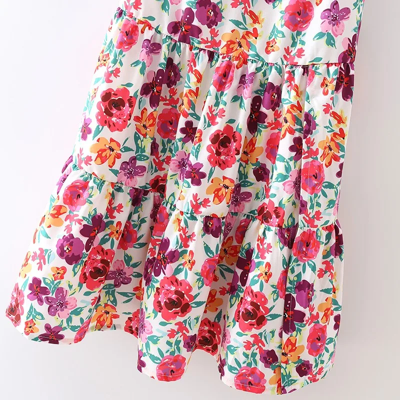 

All Doke Summer Women's Dress 2021 Vintage V-neck Flora A-line Mini Straps Dresses Casual High Waist Dress Vestidos De Muje