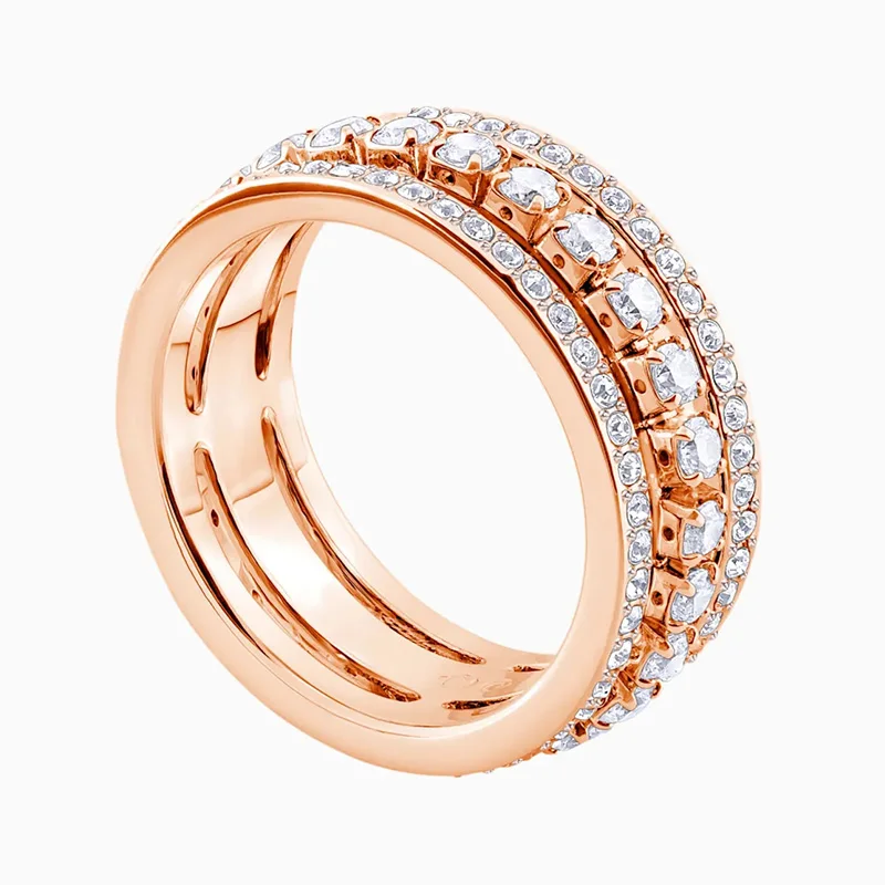 

Fashion SWA New FURTHER RING Fresh Round Transparent Crystal Line Pattern Crystal Rose Gold Female Engagement Ring Jewelry Gift