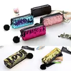 Милый большой пенал школьный блестящие Реверсивный блестки коробка для ручек и карандашей чехол пушистый органайзер для Бала мешок с застежкой-молнией  ручка для промо-акций