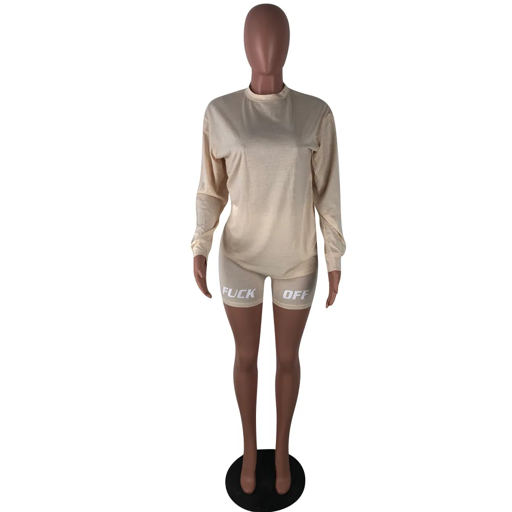 Женский Повседневный Спортивный костюм топ с круглым вырезом и длинным рукавом