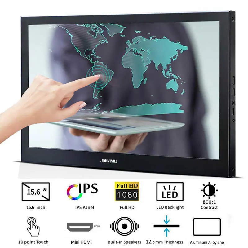 15 6 дюймов hd портативный компьютер сенсорный экран монитор ПК hdmi 1080P ips ЖК дисплей